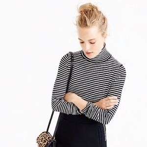 J Crew Sailor Stripe Cropped Turtleneck Sweater